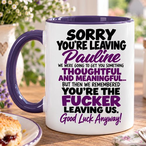 Personalised funny leaving mug - personalised,